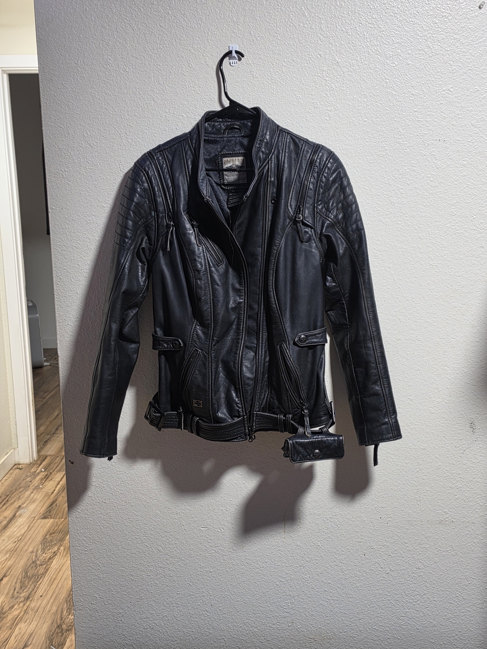 Black Harley Davidson Buffalo Leather riding Jacket - Women's